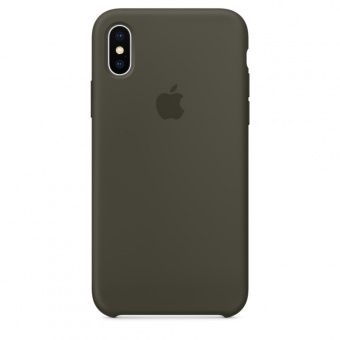 Оригинальный силиконовый чехол-накладка Apple для iPhone X, цвет тёмно-оливковый